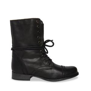 Steve Madden Troopa Lær Ankelstøvletter Dame Svarte | SM-530EU