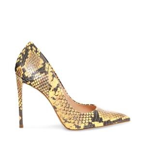 Steve Madden Vala Snake Heel Høye Hæler Dame Gul Slangeprint | SM-093SC